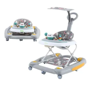 2 in 1 Foldable Baby Walker & Stroller Anti O Leg Multi Functional Anti Tip Over with Rocking Horse Conversion