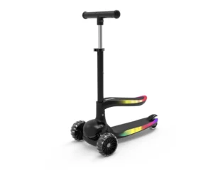 2 in 1 Foldable Height Kids’ Scooter with LED Rainbow Light Durable Birthday Gift Height Adjustable Scooter