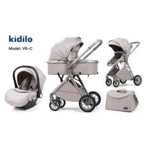 2 in 1 High Landscape Baby Stroller for Kids Two Seater Walking Tool with Basket