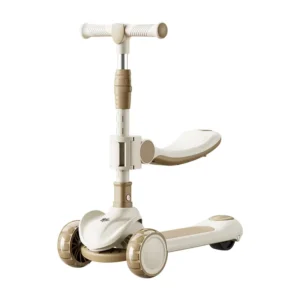 2 in 1 Kids Scooter with Detachable Seat Height Adjustable Toddler Ride on Toy Silent Flash Wheel Children Kick Scooter