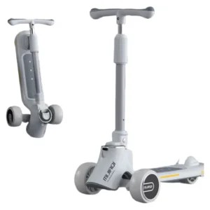 2 in 1 Multifunctional Flash Scooter for Kids Foldable Three Wheeled Alloy Wheels Durable Plastic for Outdoor Use