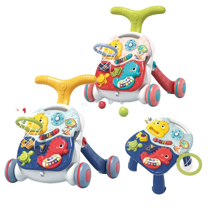 2 in 1 Multifunctional Newborn Toddler Learning Walking Stroller Toy Educational Game Table Baby Activity Walker