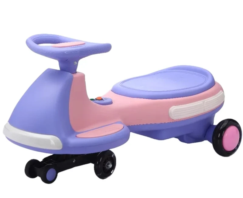 2 in 1 Rechargeable Battery Anti Rollover Flashing Wheels With Pedal for Kids Ages 3 Plus Electric Wiggle Swing Car