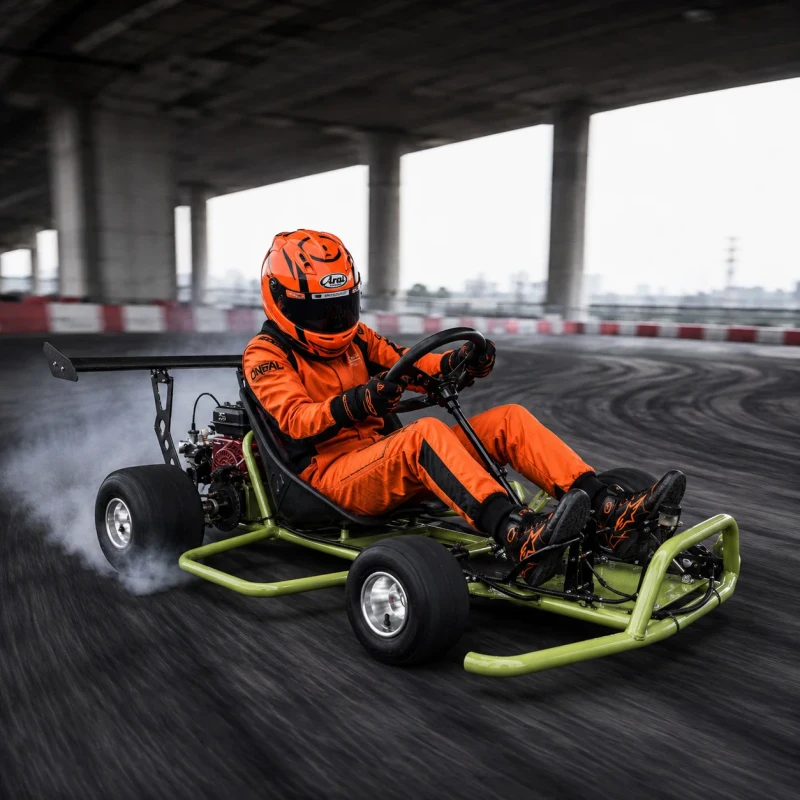 200cc Adjustable Gas Powered Drift Go Kart with Handbrake Front Brakes Optional Drift Cart for Adults