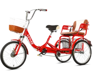 20inch Adult Tricycle Folding Bicycle Comfortable Seat 3 Wheel Bicycle With Basket Double Chain for Parents and Kids
