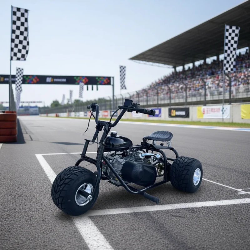 212cc 4 Stroke Gas Powered 5 Inch Tires Off Road Tricycle Go Kart for Children Adults 60km/h 50km Long Range Amusement Park Kart