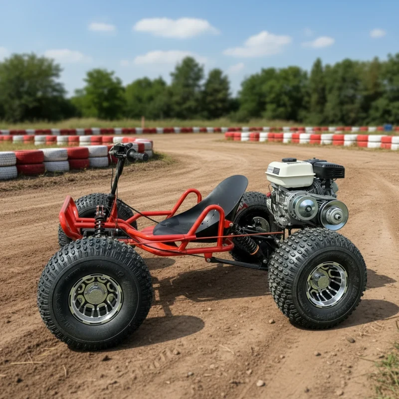 212cc 7.5HP Petrol 4 Stroke Chain Drive Engine Outdoor High Power Racing Go Kart for Adults Pull Start