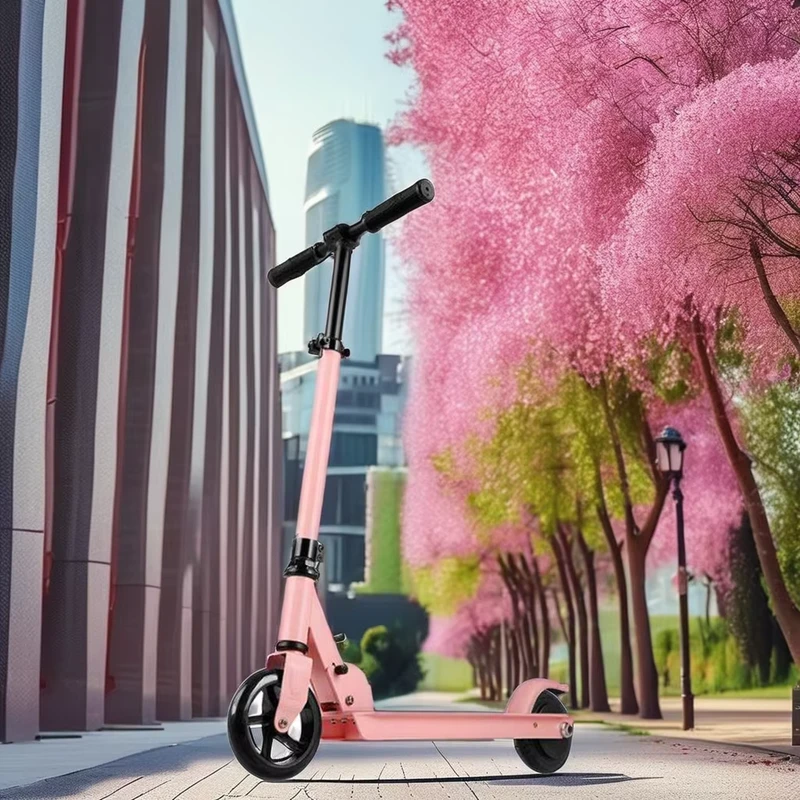 24V 2Ah Pink Electric Scooter Kids Safe Easy 5-Inch Foldable Two-Wheel Battery Scooter Babies EU UK Warehouse One Steel PU