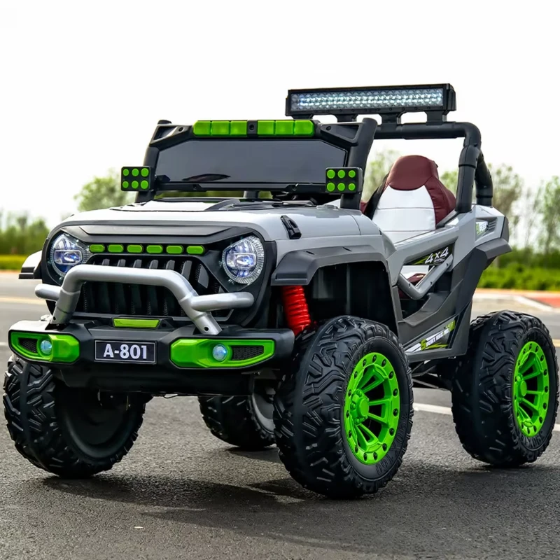 24V Long-Lasting Battery Plastic Unisex Kids Electric Off-Road 2-Seater 4WD Remote Control Car Shock-Absorbing Tires