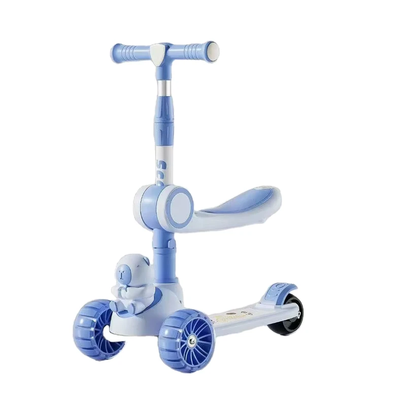 3 Wheel Adjustable Height Light up Wheels for Children Scooters for Kids 2 Wheel Folding Kick Scooter for Girls Boys