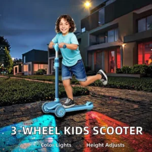 3-Wheel Aluminum Alloy Kids Scooter Multi-Color Lights Rear Brake Adjustable Handlebar Anti-Slip Deck Child Safety Certified