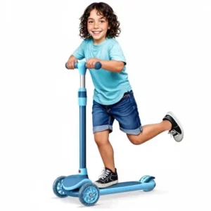 3-Wheel Aluminum Alloy Kids Scooter Multi-Color Lights Rear Brake Adjustable Handlebar Anti-Slip Deck Child Safety Certified