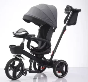 3 Wheel Children’s Steel Trike Baby Tricycle with Brake Adjustable Pushbar for Aged 2-4 Years for Kids’ Tricycles