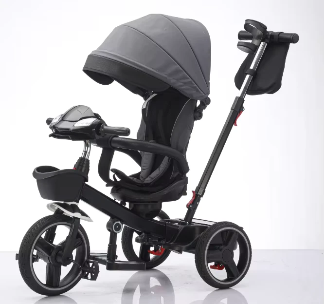 3 Wheel Children's Steel Trike Baby Tricycle with Brake Adjustable Pushbar for Aged 2-4 Years for Kids' Tricycles