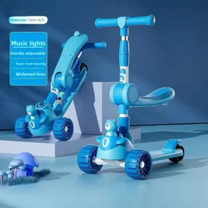 3-Wheel Kick Pedal Kids’ Scooters Foldable Light with Rubber Wheels for Ages 3 12 Years