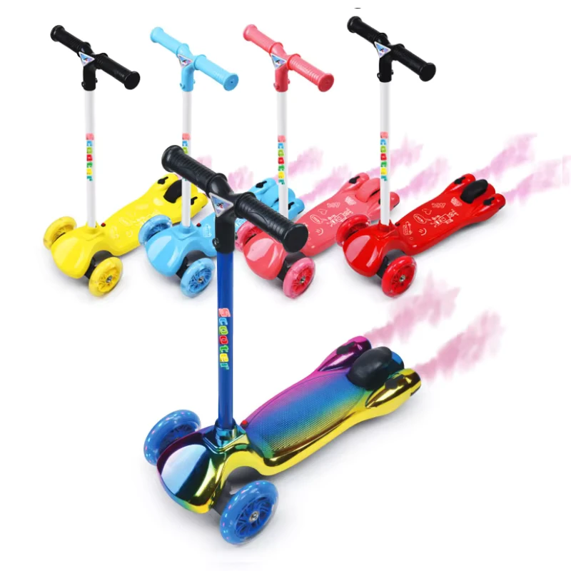 3 Wheel Kick Scooter for Toddlers Girls Boys Foldable Portable Adjustable Height LED Light Up