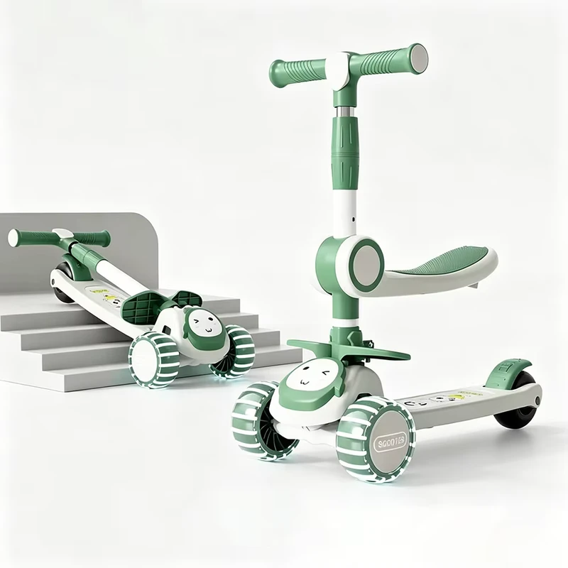 3-Wheel Kids Tricycle with Push Bar 3-in-1 Foldable Scooter & Ride-On Toy with Music OEM Factory for Children