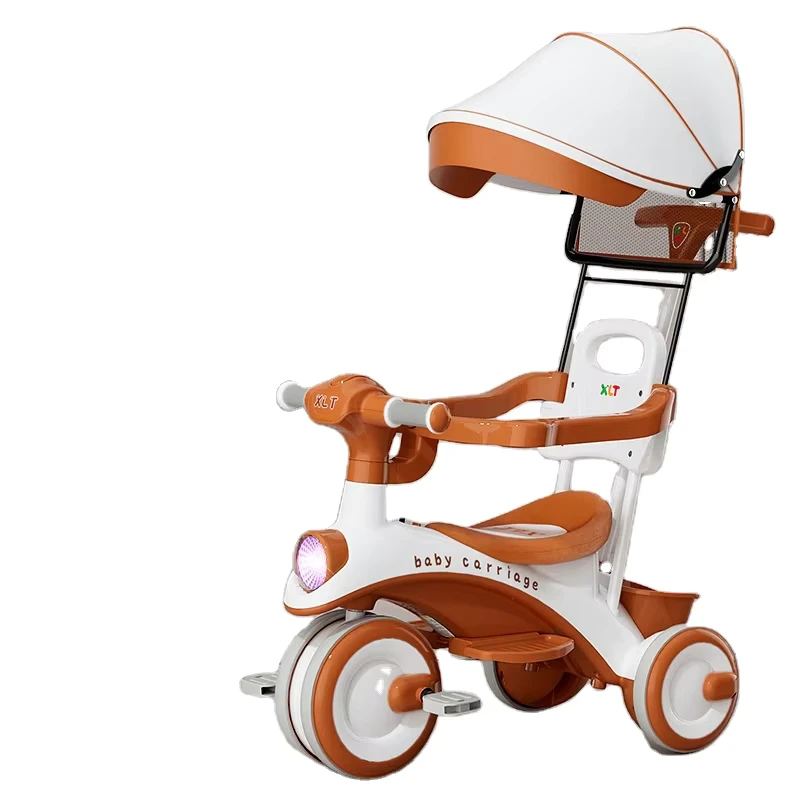3-Wheel Music Tricycle for Kids Baby Pedal Trike with 4-in-1 Function Made of Durable Plastic