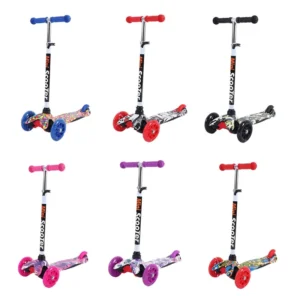 3-Wheel PU Kid’s Kick Scooter with LED Light Toy for Age 1-3 Years