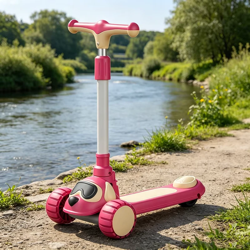 3 Wheel Scooter for Kids Age 2-6 Height Adjustable Environmental PP Deck Metal Frame Toddler Kick Scooter Outdoor Toy