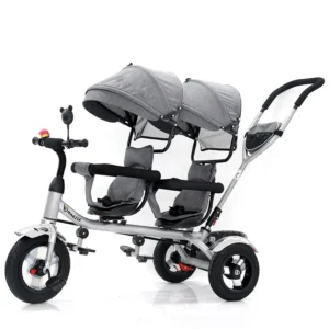 3 Wheels Tandem Tricycle for Twins Ride on Car Children Push Tricycles With Double Hip Seat and Ergonomic Kid Baby Carrier