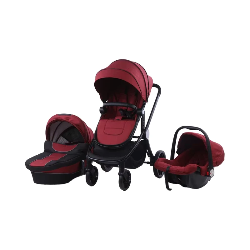3-in-1 Aluminum Alloy Frame Baby Stroller One-Click Collection Front and Rear Wheel Shock Absorption