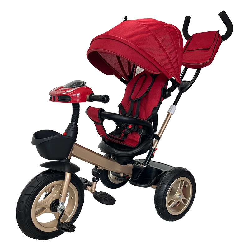 3 in 1 Baby Push Bike Umbrella Tricycle Stroller with Car Seat Plastic Material for 2 4 Years