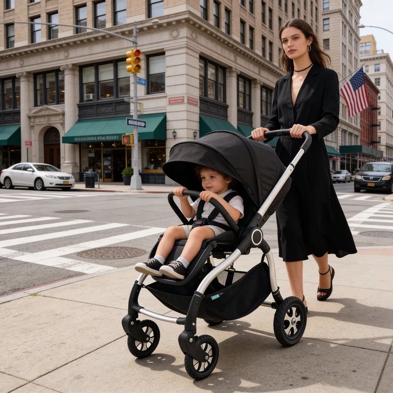 3 in 1 Baby Stroller 0 3Y Foldable Aluminum Alloy Frame Two-Way Push Adjustable Seat Mosquito Net 20KG Load EN1888-2 Certified