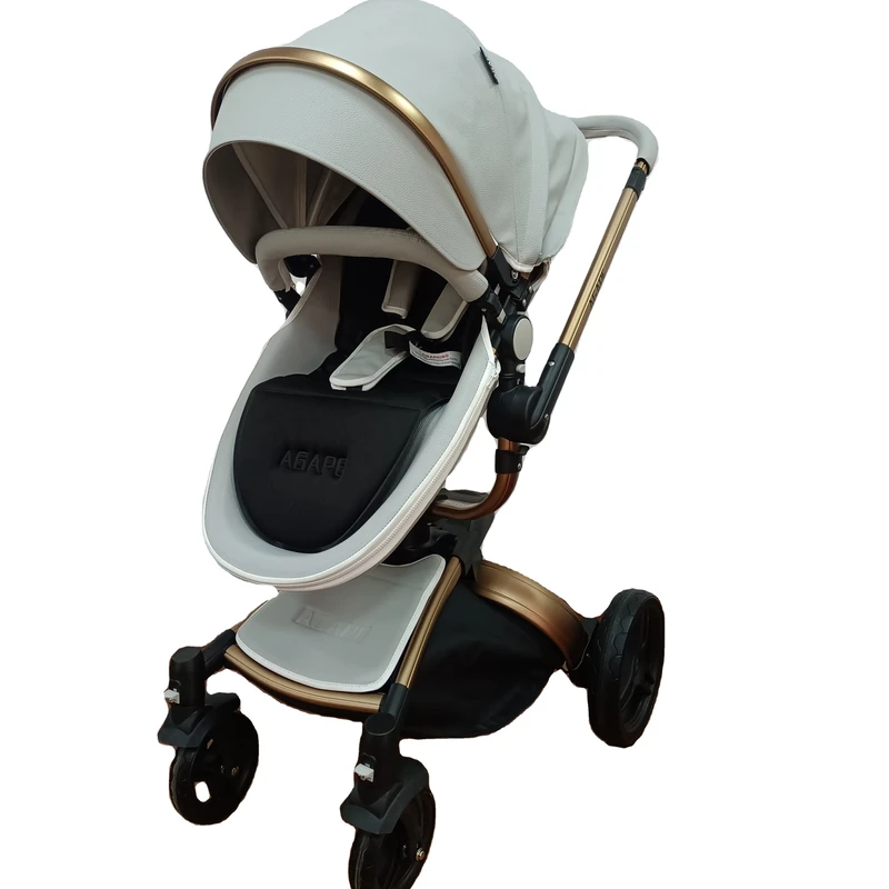 3-in-1 Baby Stroller 360 Degree Foldable Easy Folding Portable Car Five-Point PU Leather Aluminum Alloy Frame EN1888