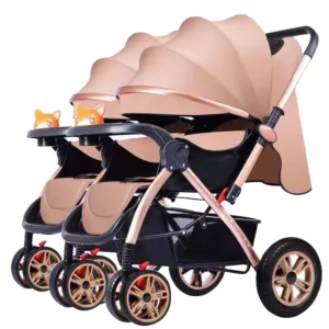 3 in 1 Baby Stroller Four Wheel Portable Buggy Aluminum Alloy Frame Rubber Material 10KG Load Capacity Foldable 6