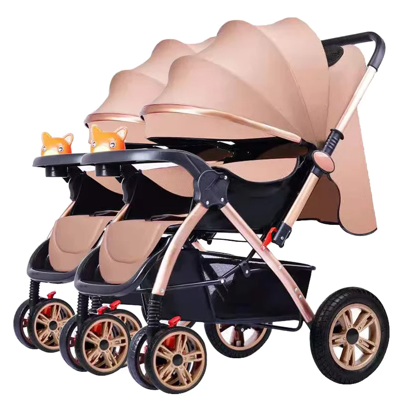 3 in 1 Baby Stroller Four Wheel Portable Buggy Aluminum Alloy Frame Rubber Material 10KG Load Capacity Foldable 6