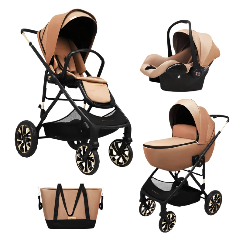 3 in 1 Baby Stroller with Bassinet and Car Seat Folding Infant Newborn Pram Stroller with Reversible Seat