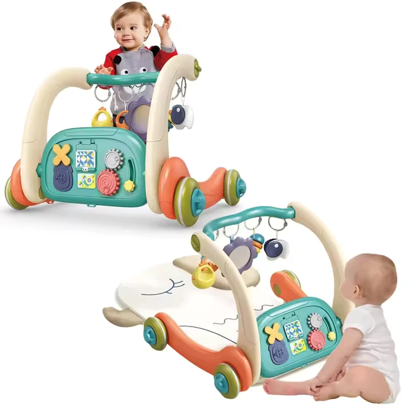 3 in 1 Baby Walker Pedal Piano Fitness Rack Blanket Soft Baby Sensory Carpet Gym Activity Crawling Play Mat for 0-12 Months