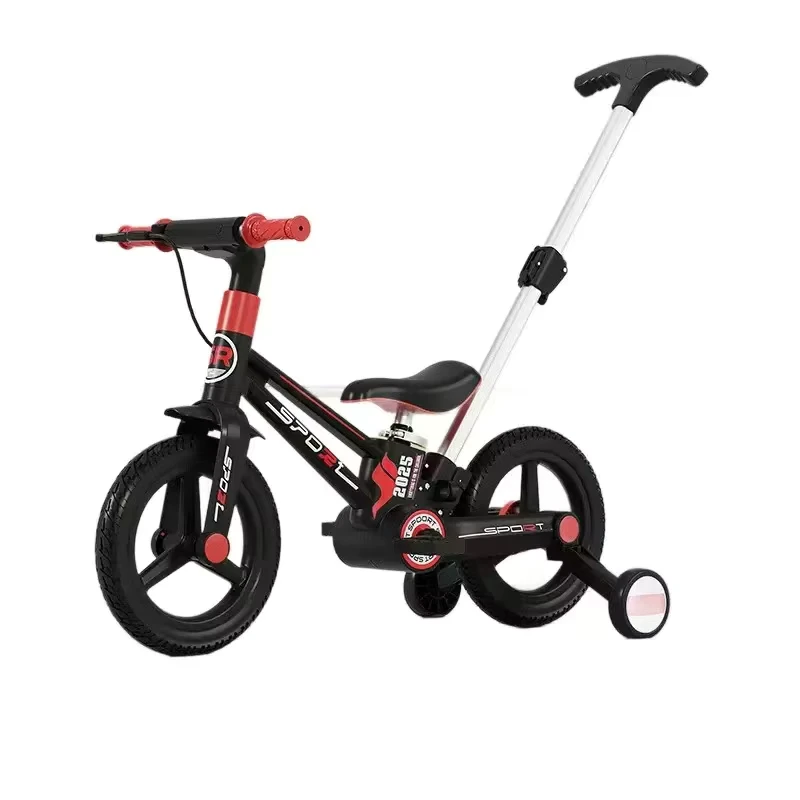 3 in 1 Car Style 4-Wheel Foldable Metal Kids Balance Bike with Push Handle