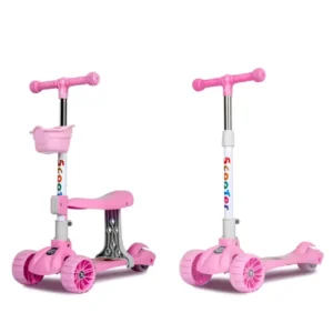 3 in 1 Children’s Scooter for Pushing Bicycles Suitable for Children Aged 5-12 with LED Lit Wheels