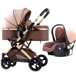 3 in 1 High Landscape Baby Stroller Foldable Travel System with Bassinet and Infant Car Seat for Newborn
