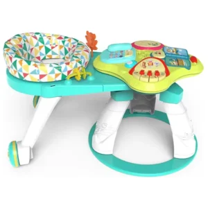 3 in 1 Infant Educational Walker with Electric Music Study Standing Table Baby Rotate Game Removable Seat Wheels Plastic Frame