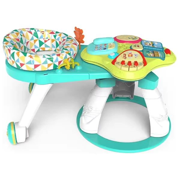 3 in 1 Infant Educational Walker with Electric Music Study Standing Table Baby Rotate Game Removable Seat Wheels Plastic Frame