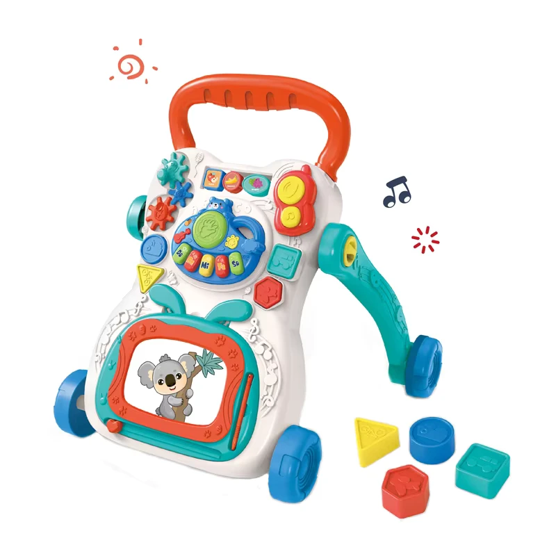 3 in 1 Infant Learning Walker Early Educational Baby Push Stroller with Music Activity Center Plastic Frame