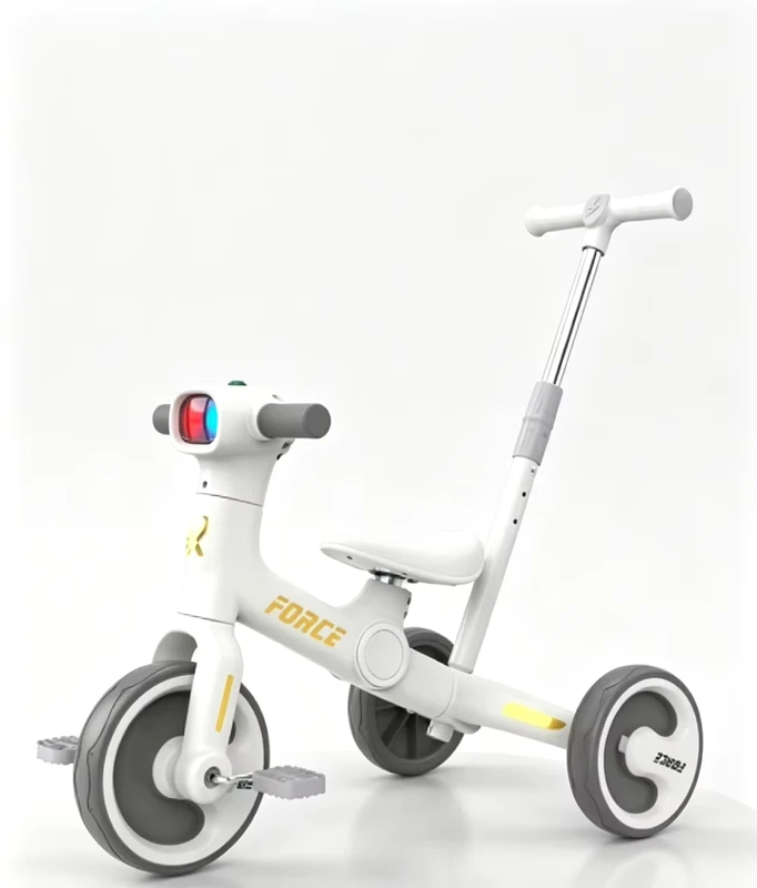 3 in 1 Kids Tricycle with Push Handle Foldable Children Pedal Trike Adjustable Seat Toddler Balance Bike anti rollover Outdoor