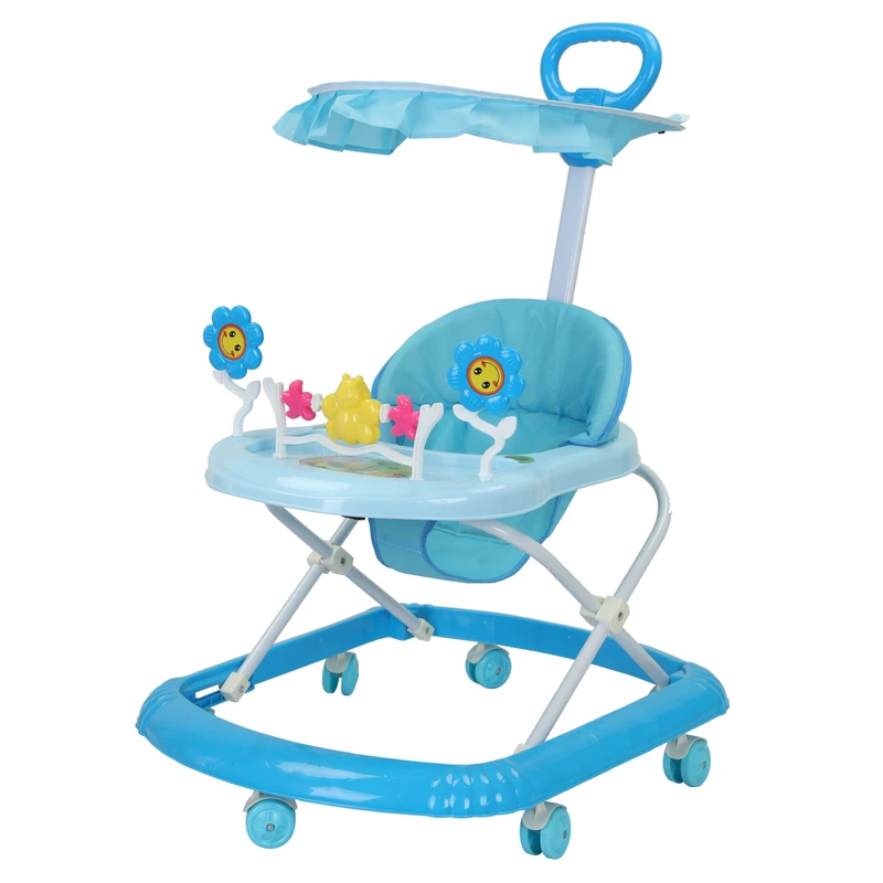3 in 1 Lightweight Baby Walker with 8 Wheel Swivel Foldable Design & Stainless Steel Frame for Infants (0 36 Months)