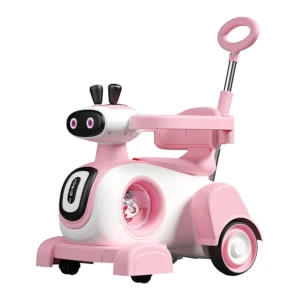 3 in 1 Mini Motorcycle 6V Ride on Car for Kids Aged 1 to 4 Electric 4 Wheel Ride on Push Car with Remote Control and Push Handle