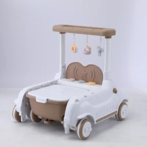 3 in 1 Multi Functional Plastic Baby Walker Kids Basket Foldable Silent Wheels Learning Walk Push Stroller Toys 15kg
