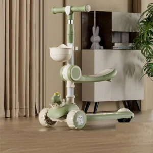 3 in 1 Multifunctional Folding Kick Scooter for Kids Children Babies With Three Wheels Plastic Steel Alloy Material Outdoor Play