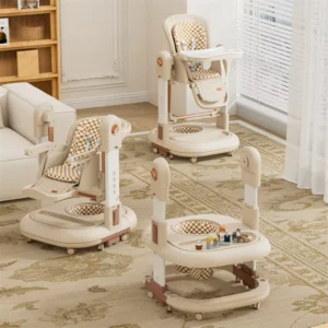 3 in 1 Multifunctional Height Adjustable to 6 Positions Feeding Dinning Baby High Chair Baby Walker Rocking Dinning Chair