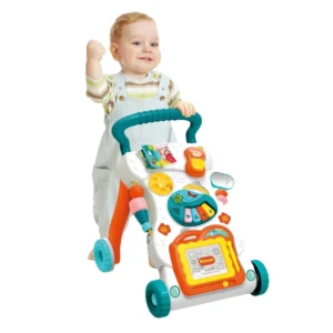 3 in 1 Multifunctional Toddler Push Stroller Sit To Stand Learning Walker with Music & Light New Baby Gifts Plastic Frame