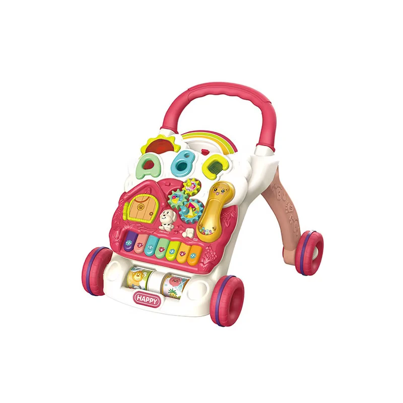 3 in 1 Plastic Baby Walker Sit to Stand Learning Walker with Removable Play Panel Early Activity Center Lights Sounds Ages 0 3