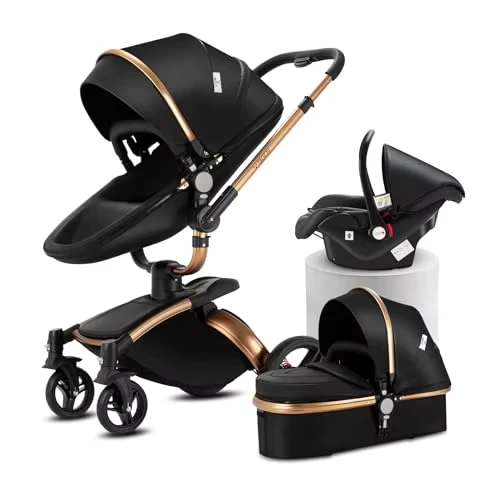 3 in 1 Pushchair Pram Travel Baby Stroller with 360° Rotatable Seat and Newborn Infant Buggy All Aluminum Frame