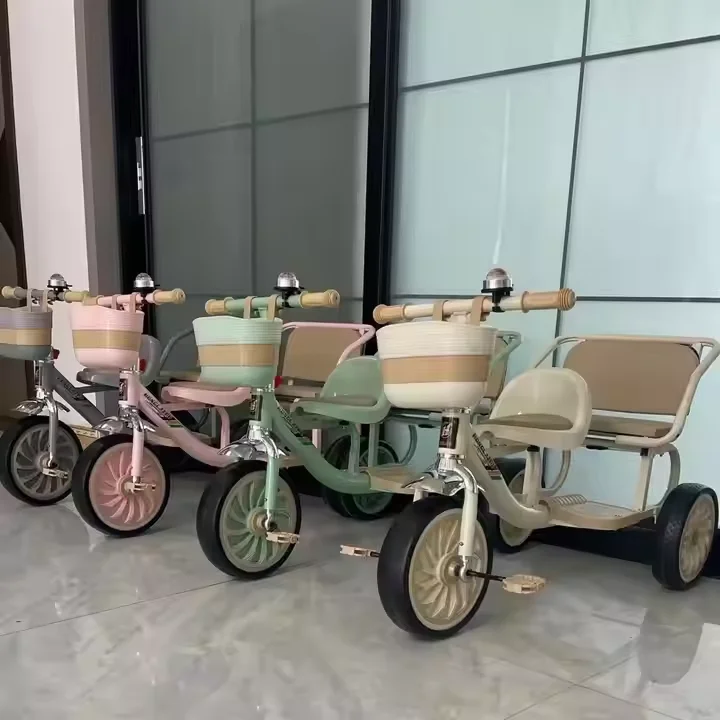 3-wheel Children's TricyclePlayful Kids Tricycle Kids Bike with Push bar Mother and Child Stroller Bike Plastic Tricycle