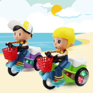 360 Rotating Stunt Tricycle Toy Electric Music LED Lights Plastic Ages 4-6 Years for Boys and Girls Interactive